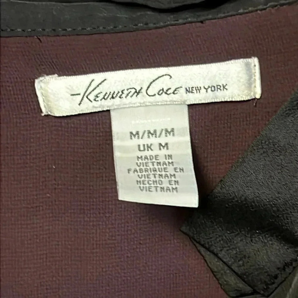 Kenneth Cole New York Women Sheer Blous Black Trim Long Sleeve Top M Event Party - Picture 2 of 7